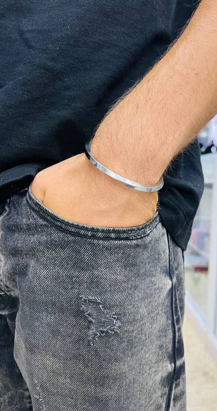 بنگل پیچی مردانه استیل فری سایز نقره ای